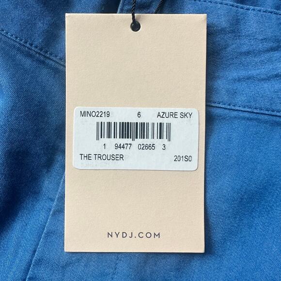 NWT NYDJ The Trouser Azure Sky Blue, Stretch Linen Blend, Lift Tuck Tech, Size 6 - Picture 7 of 9